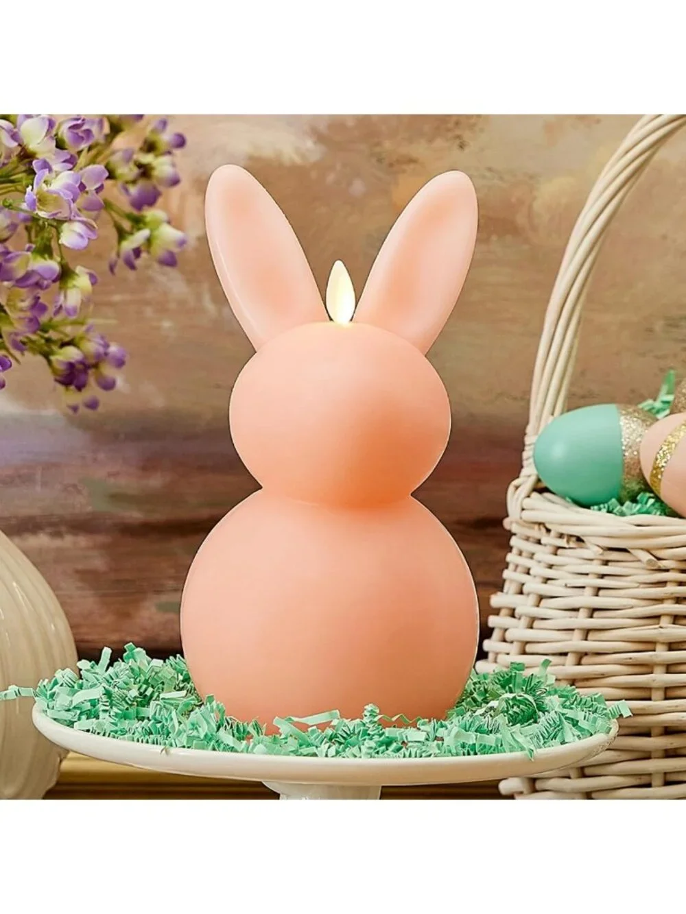 Flameless Easter Bunny Candle - Mellow Peach, 4.5